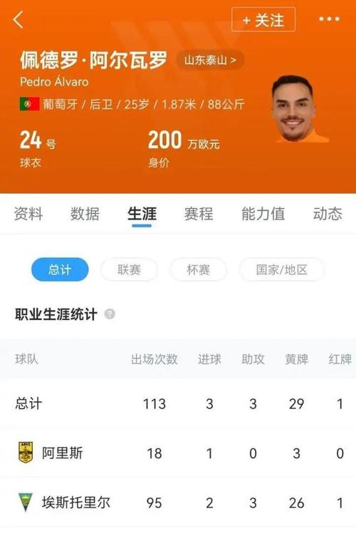 官宣:葡萄牙籍后卫佩德罗·阿尔瓦罗转会山东泰山